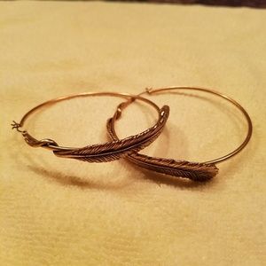 Alex & Ani feather hoop earrings